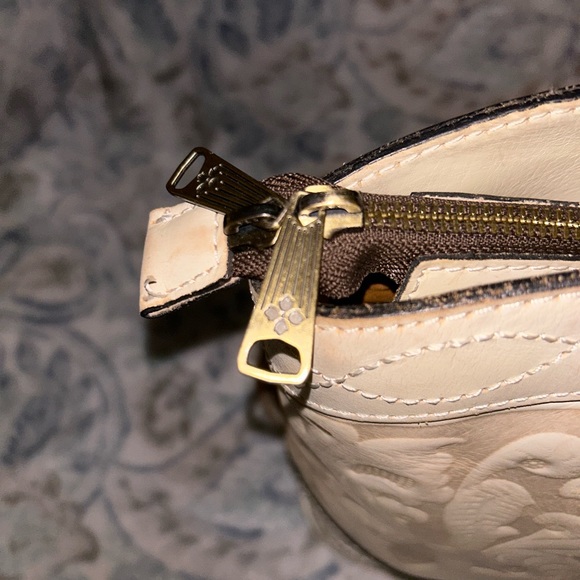 Patricia Nash Primrose Satchel Purse Tooled Shoulder Bag Ivory Beige Inlay - Picture 3 of 7